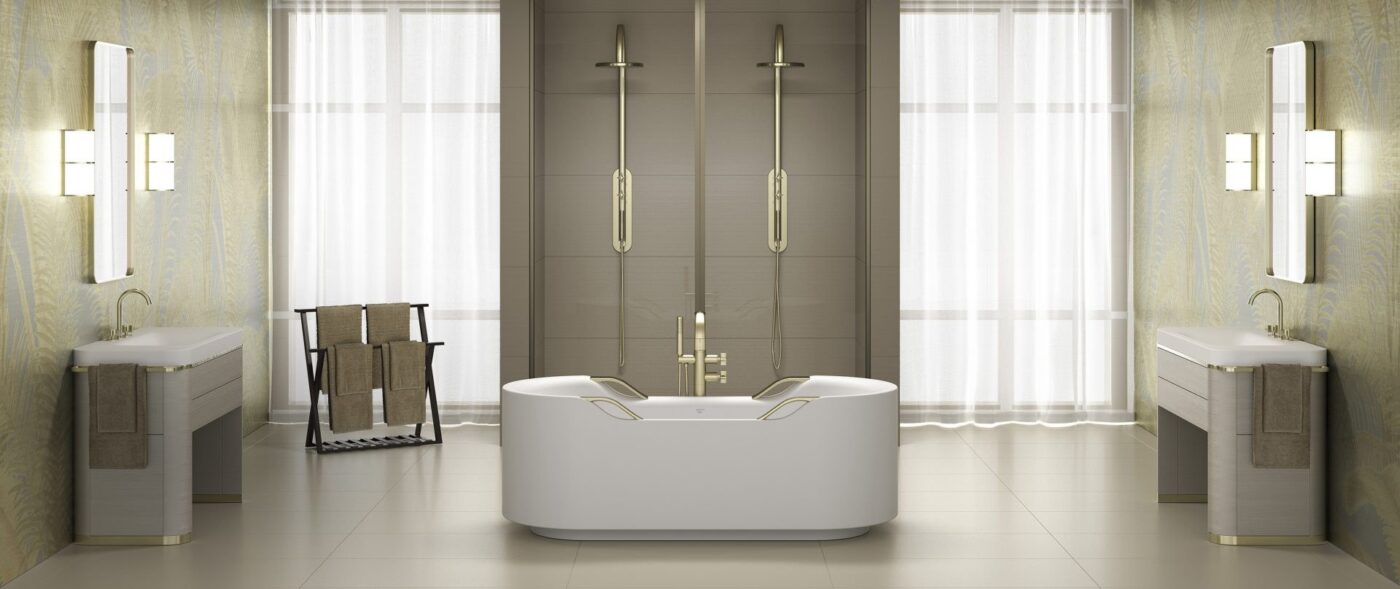 Armani/Roca bathroom with freestanding bath