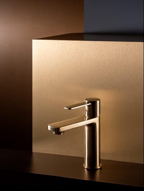 Roca Targa basin mixer in brushed brass